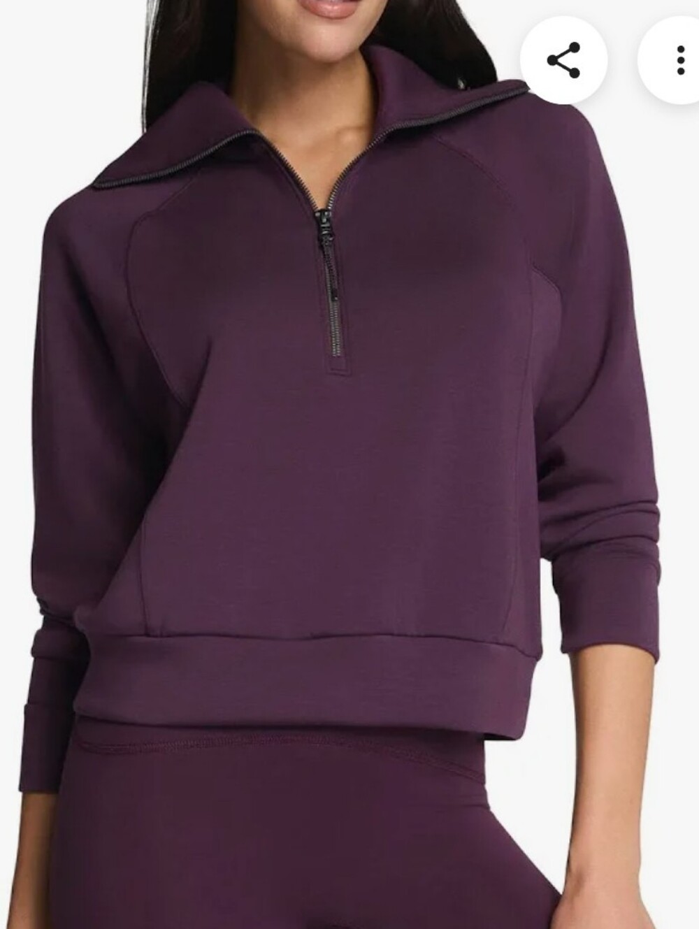 SPANX AirEssentials Half Zip Pullover Sweatshirt Blackberry S